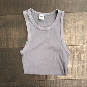 TNA Gray Ribbed cropped Tank Top